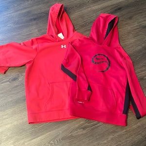 Pair of red sweatshirts